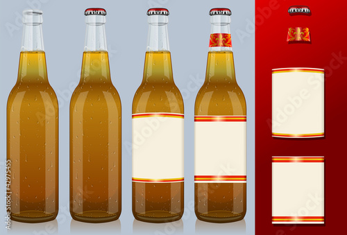 Four beer bottles with label