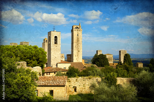Ancient towers in San Gimignano, Siena, Tuscany, Italy