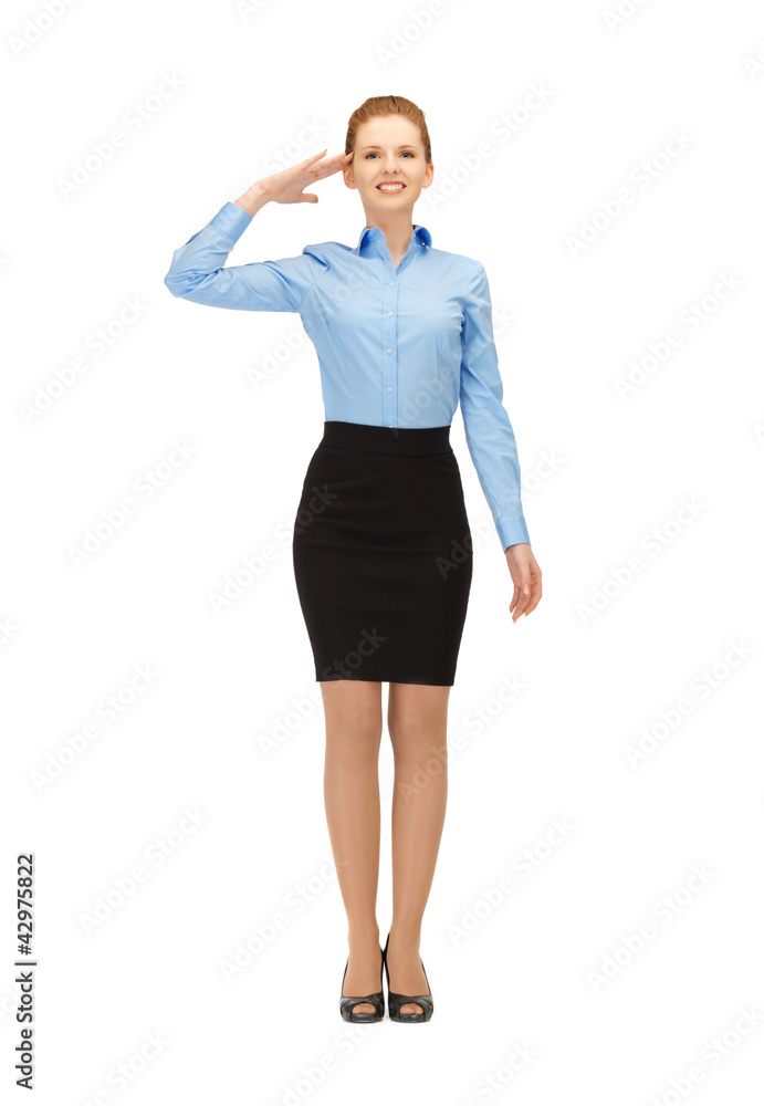 stewardess making salute gesture stewardess making salute gesture