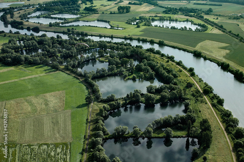 Tableau sur toile la Moselle vue du ciel de Cattenom (57)