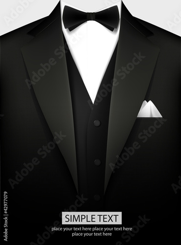 Tuxedo vector background with bow