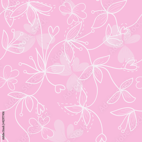 Wallpaper Mural seamless pink flower background Torontodigital.ca