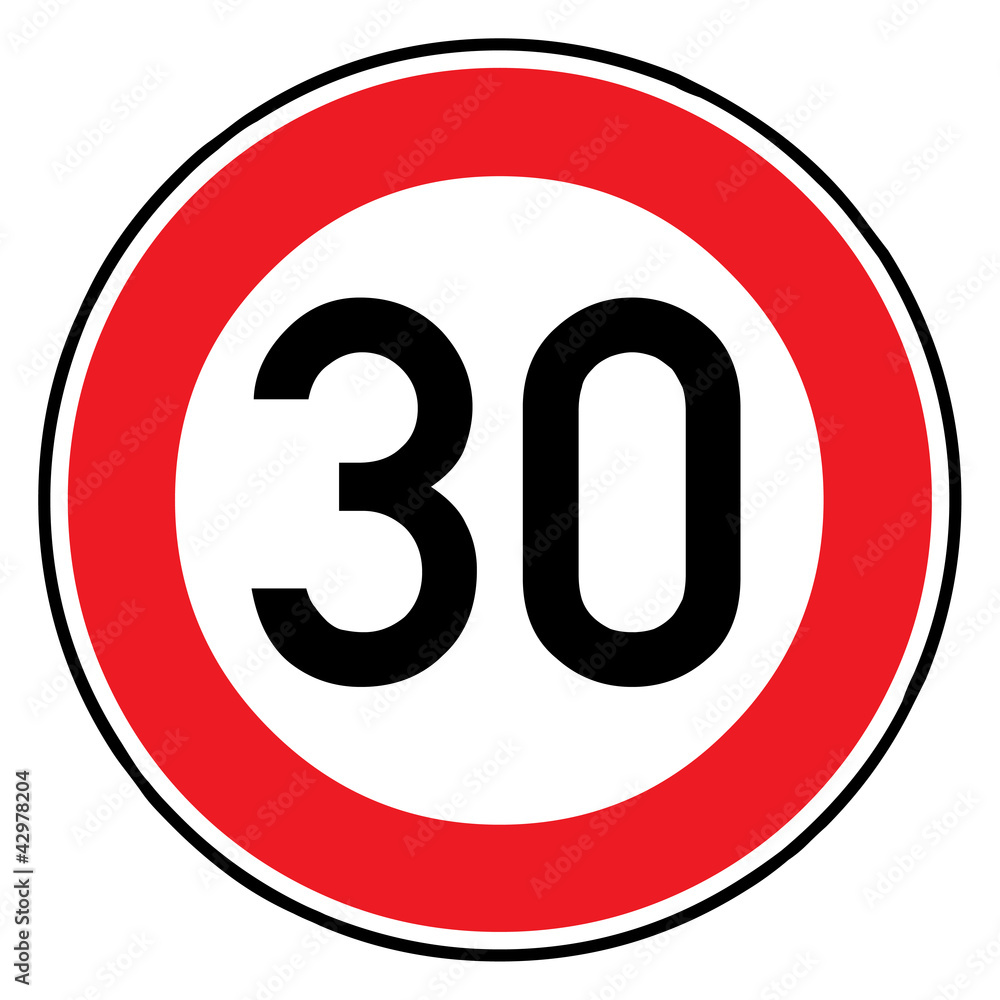 Verkehrsschild - 274 Höchstgeschwindigkeit (30) Verkehrsschild - 274 Höchstgeschwindigkeit (30)