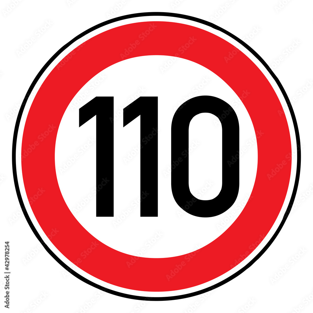 Verkehrsschild - 274 Höchstgeschwindigkeit (110) Verkehrsschild - 274 Höchstgeschwindigkeit (110)