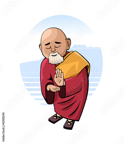 Buddhist monk in mental concentration