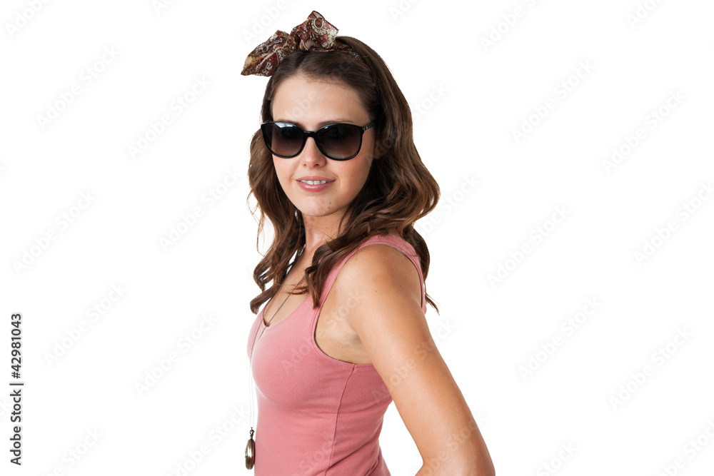 attractive young female wearing sunglasses attractive young female wearing sunglasses