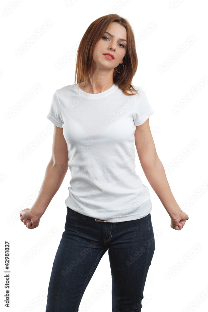 Obraz premium Sexy female with blank white shirt