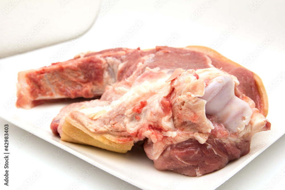 Fresh pork on a white background