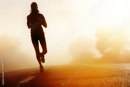 Athlete running road silhouette