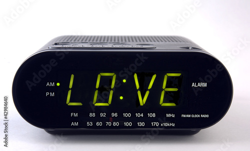 Clock Radio with the word LOVE