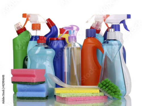 Cleaning items isolated on white