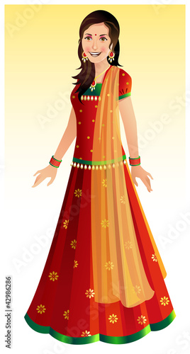 Indian woman in traditional Indian outfit - Ghagra Choli