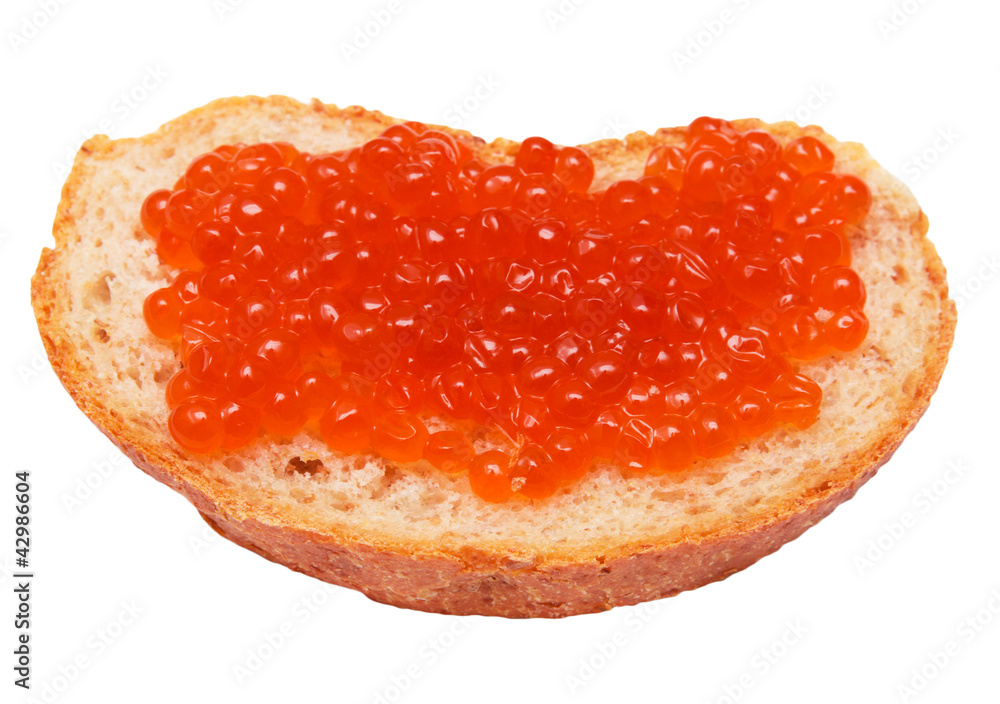 caviar and bread on a white background caviar and bread on a white background