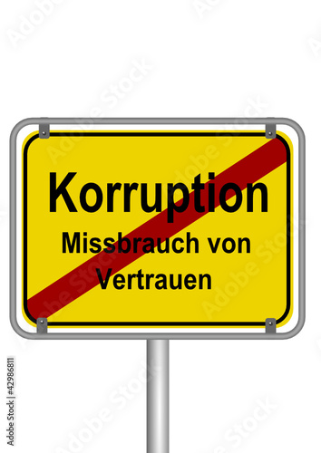 Ortsausgangsschild Korruption