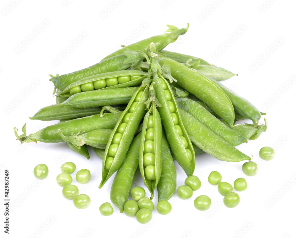fresh green peas isolated on a white background fresh green peas isolated on a white background