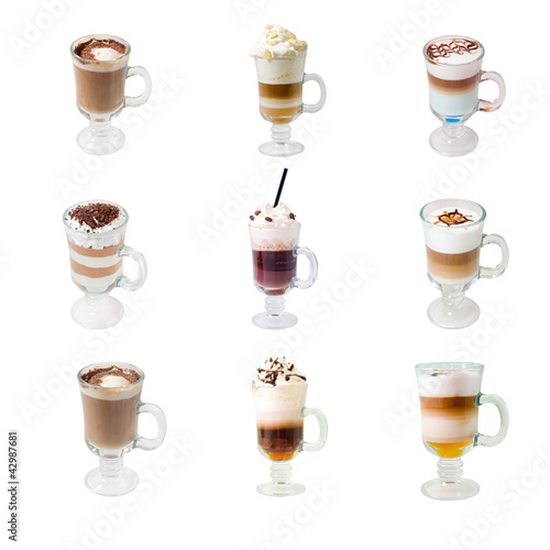 collection glass cap with coffee isolated