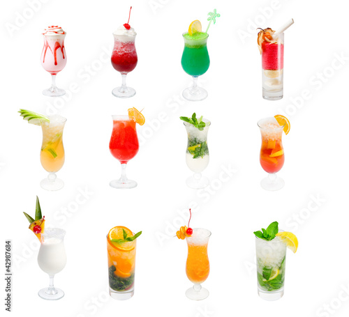 collection Alcoholic cocktails, isolated on white