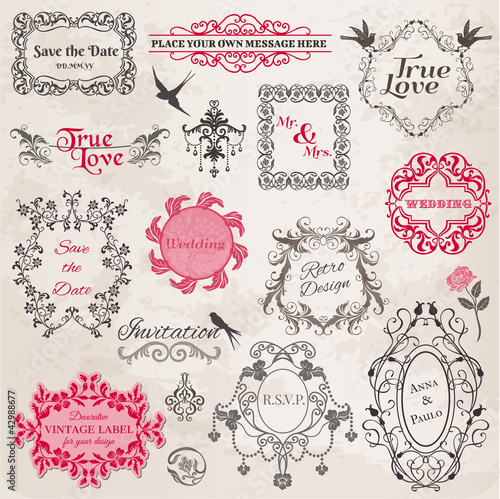 Wedding Vintage Frames and Design Elements - in vector