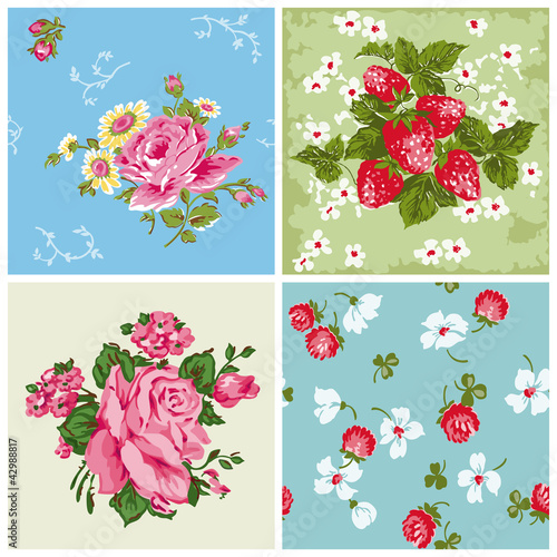 Set of Seamless Vintage Floral backgrounds - for scrapbook and d