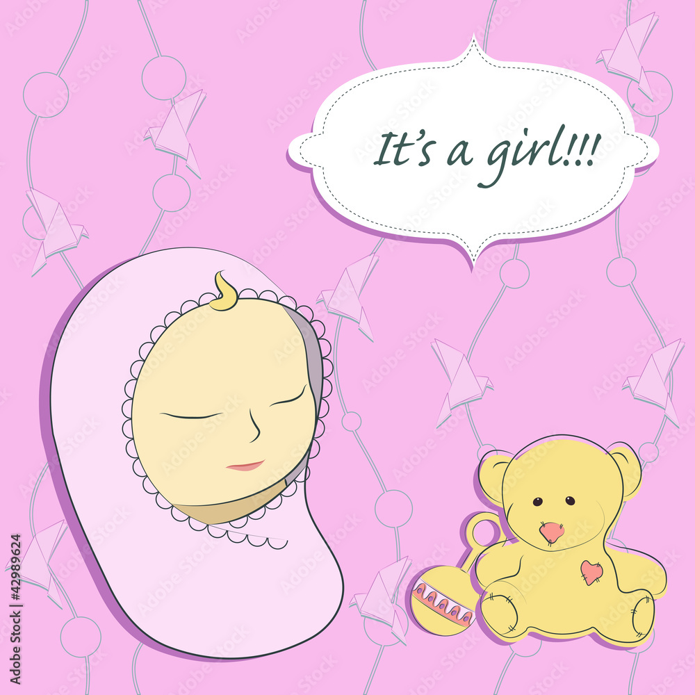 Cute baby girl arrival card Cute baby girl arrival card