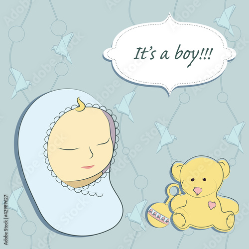 Cute baby boy arrival card