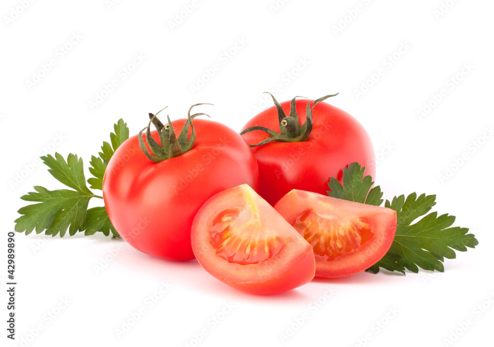 Tomato vegetables and parsley leaves still life Tomato vegetables and parsley leaves still life
