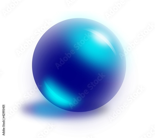 A shiny translucent blue marble with a small shadow. Suitable for websites as button  presentations and many other decorations.