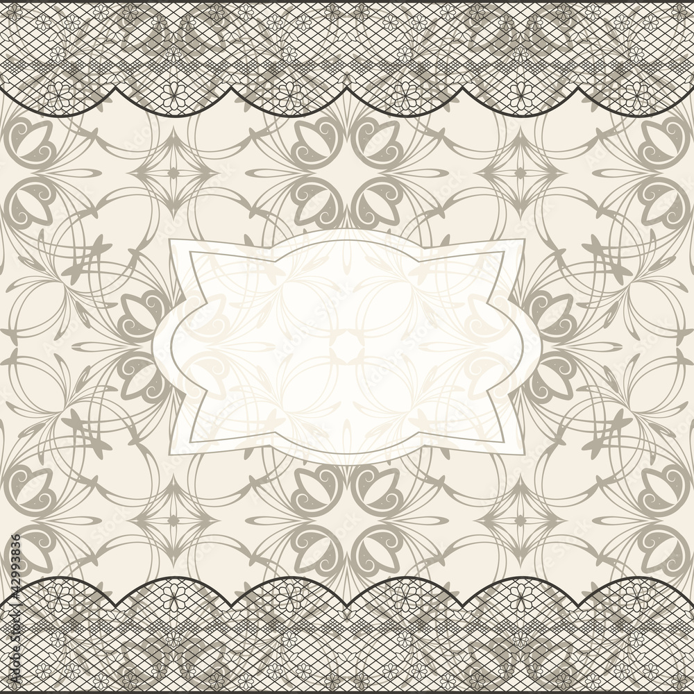 Obraz premium vector background with seamless pattern, lacy borders, and frame
