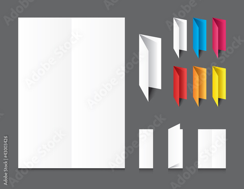 Blank white folding color paper flyer vector photo