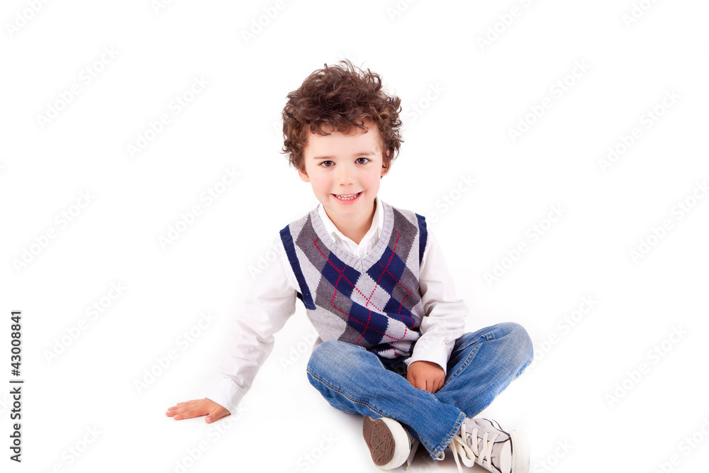 Adorable kid over white background Adorable kid over white background