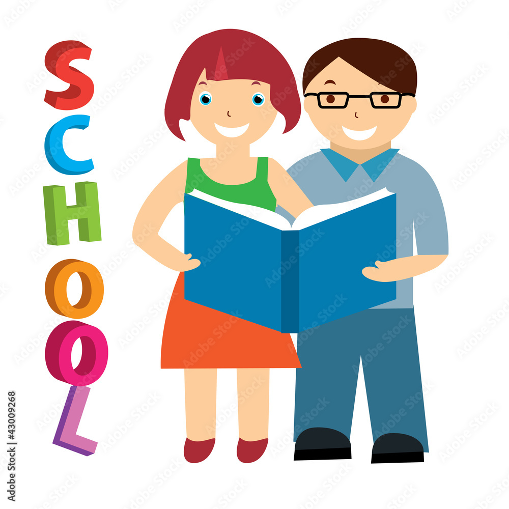 vector illustration of children reading a book vector illustration of children reading a book