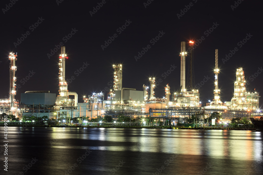 Landscape of river and oil refinery factory