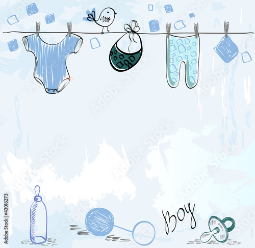 Cute scrapbook  for boy with baby elements.
