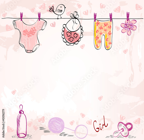 Cute scrapbook for girl with baby elements.
