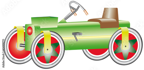 Bicycle with four wheels on a white background