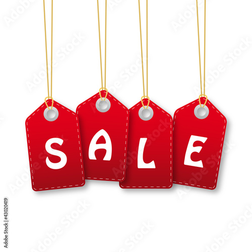 Colourful hanging sales tags red