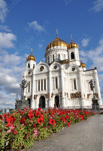 Moscow Cathedral of Christ the Savior in flowers