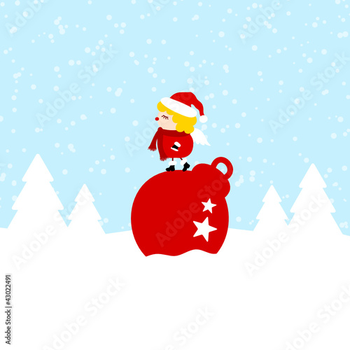 Angel On Christmas Ball Blue