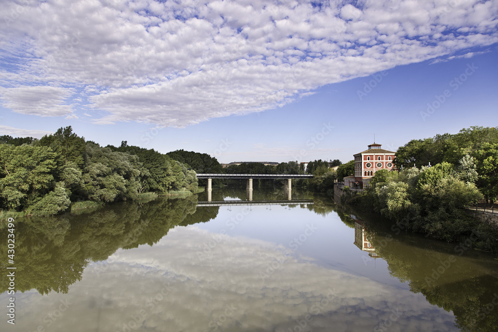 Fototapeta premium River with bridge and building