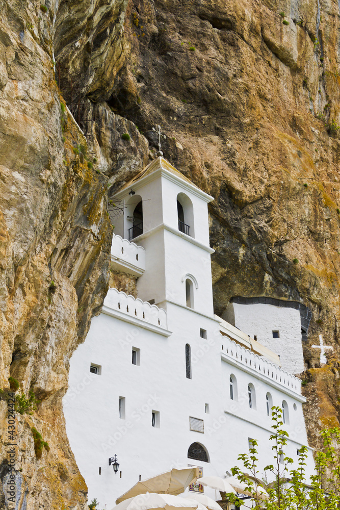 Monastery of Ostrog placed an vertical rock. Montenegro