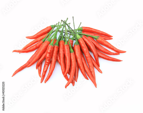 red hot chilli peppers isolated on white