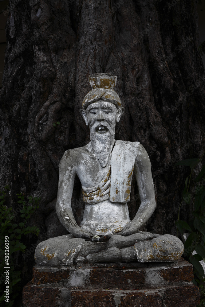 hermit meditating under tree