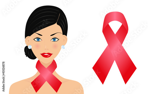 Beautiful woman with aids ribbon