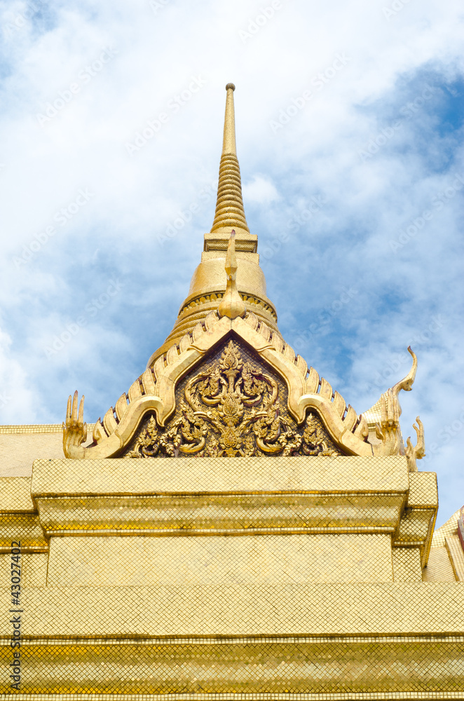 Traditional golden Thai church in the royal palace , Thailand