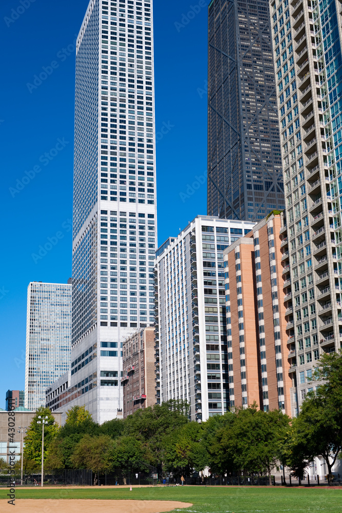 Playground between the skyscrapers of Chicago