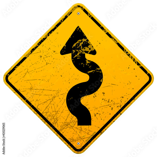 Vintage winding roadsign