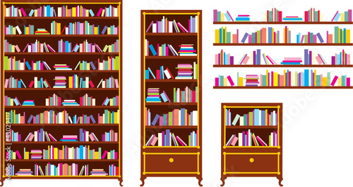 Set of bookcases and shelves