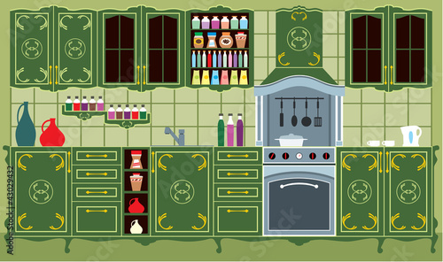 Kitchen furniture. Interior.