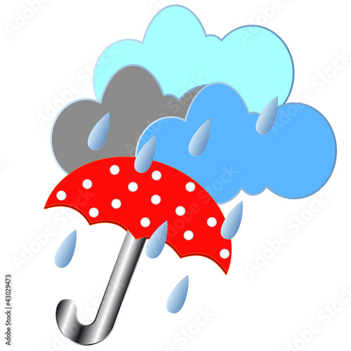 Red umbrella with the rain