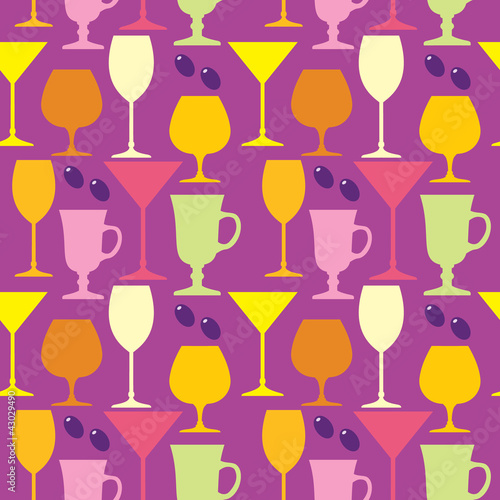 Seamless wine glasses pattern